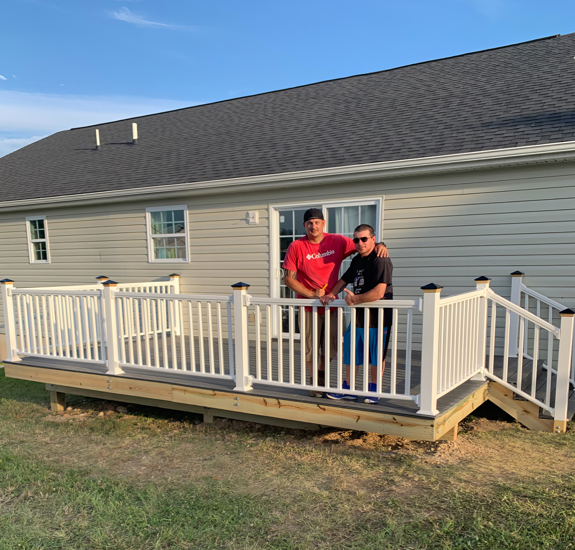 Handyman talking to a client